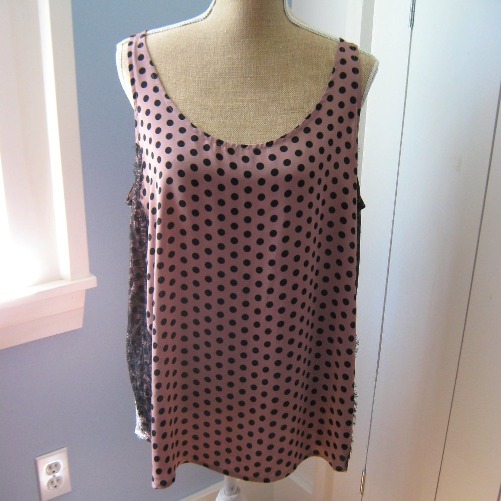 LOFT Polka Dot Blouse with Lace